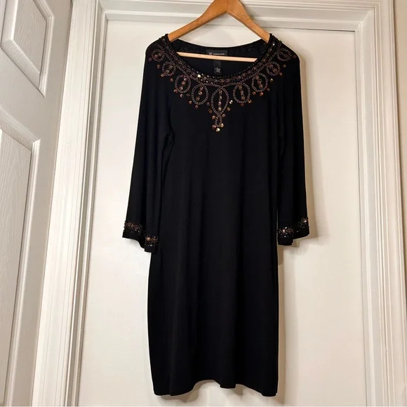 INC (International Concepts) Chocolate Embellished Dress - Size M (NWOT) - Picture 2 of 9
